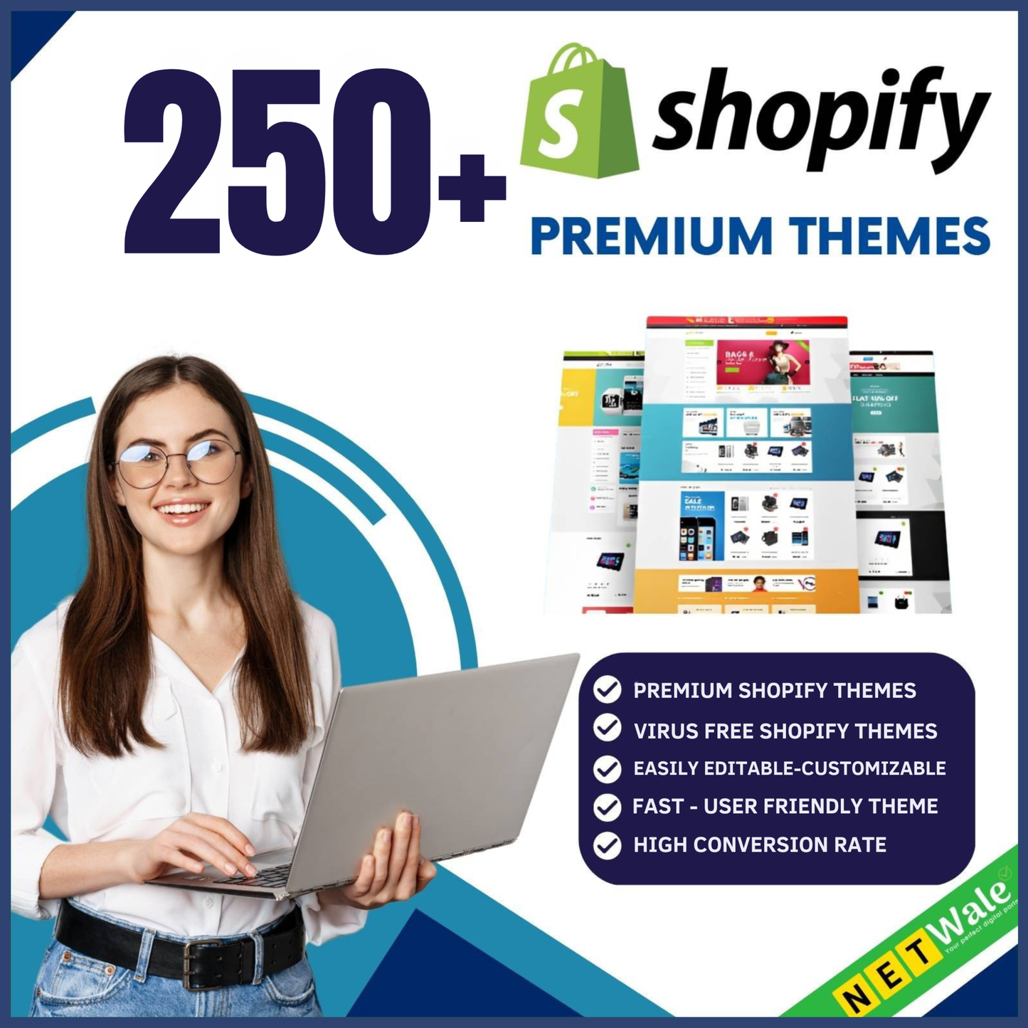 +250 Premium Shopify Themes + course shopify gratuite